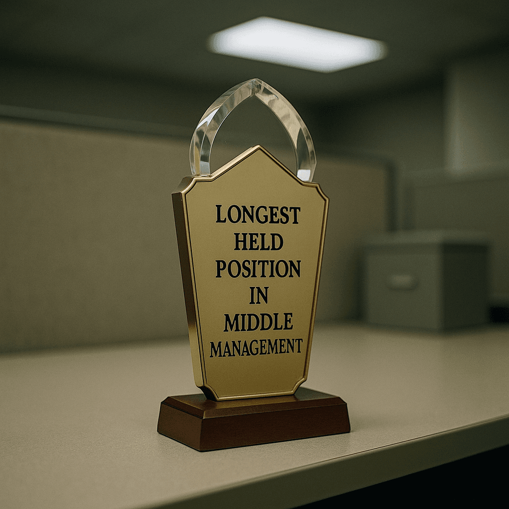 "Longest Held Position in Middle Management" Plaque