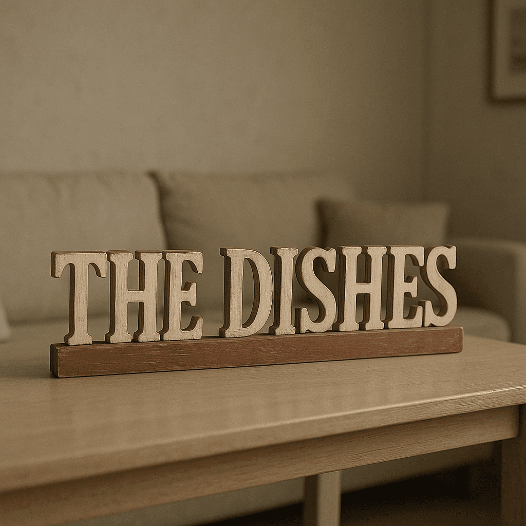 "THE DISHES" Wooden Letter Sign
